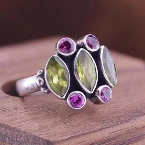 *sold ebay* Nicky Butler NB Sterling Silver Peridot Pink Gemstone Ring Size 7